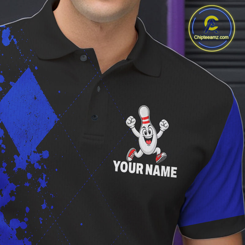 Blue Argyle Pattern Bowling Shirts Custom Bowling Team Jerseys Bowler Outfits