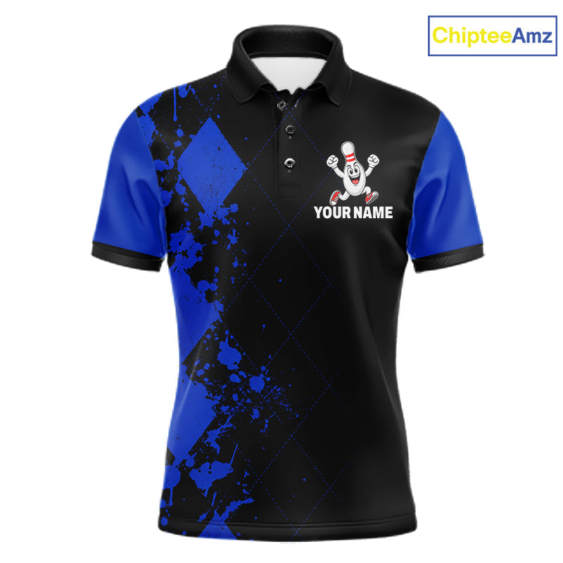 Blue Argyle Pattern Bowling Shirts Custom Bowling Team Jerseys Bowler Outfits