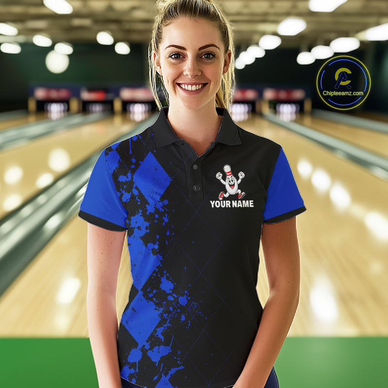 Blue Argyle Pattern Bowling Shirts Custom Bowling Team Jerseys Bowler Outfits