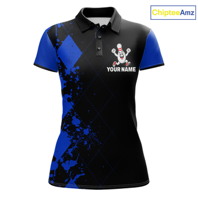 Blue Argyle Pattern Bowling Shirts Custom Bowling Team Jerseys Bowler Outfits