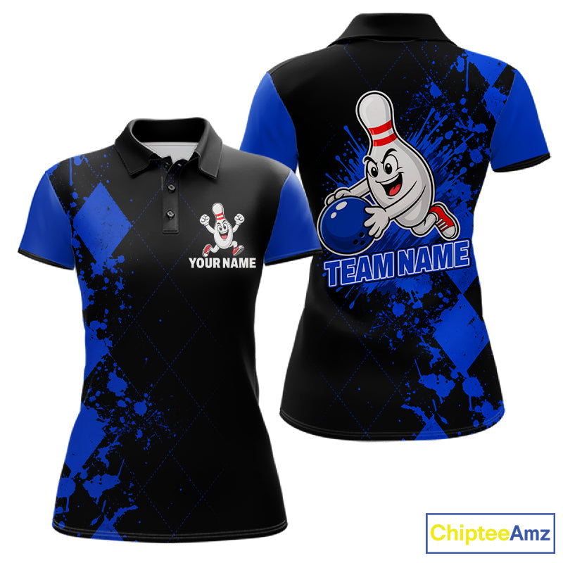 Blue Argyle Pattern Bowling Shirts Custom Bowling Team Jerseys Bowler Outfits