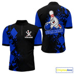 Blue Argyle Pattern Bowling Shirts Custom Bowling Team Jerseys Bowler Outfits