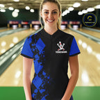 Blue Argyle Pattern Bowling Shirts Custom Bowling Team Jerseys Bowler Outfits