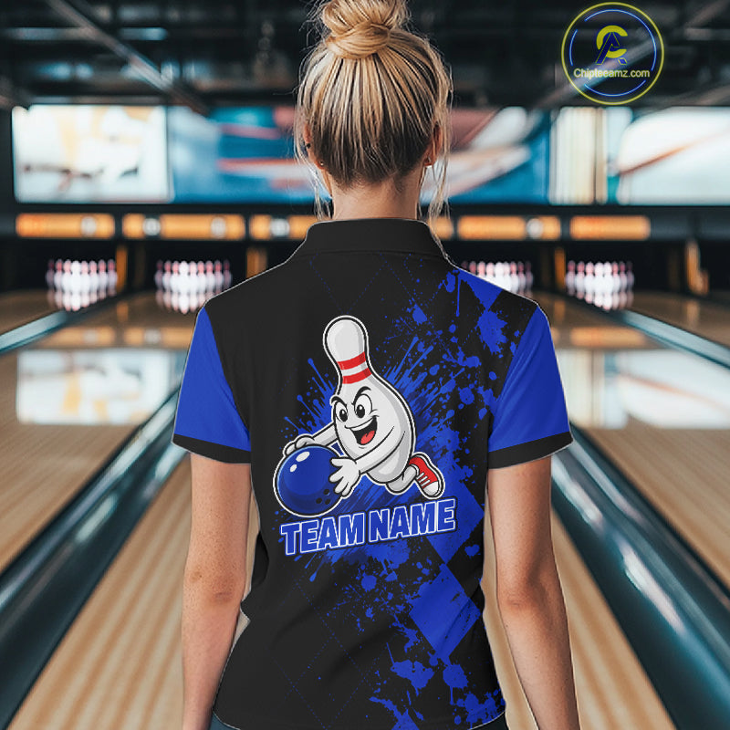 Blue Argyle Pattern Bowling Shirts Custom Bowling Team Jerseys Bowler Outfits