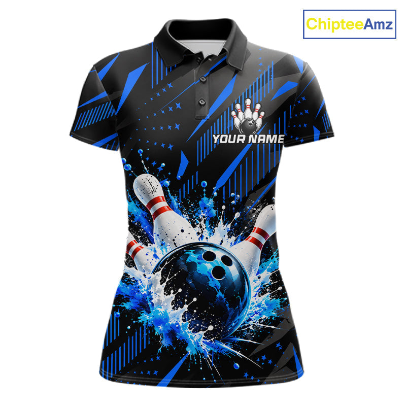 Personalized Blue Bowling Shirts Custom Bowling Team Jersey Quarter-Zip Bowling Shirts
