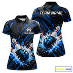 Personalized Blue Bowling Shirts Custom Bowling Team Jersey Quarter-Zip Bowling Shirts