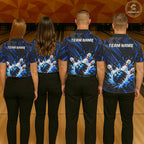 Personalized Blue Bowling Shirts Custom Bowling Team Jersey Quarter-Zip Bowling Shirts