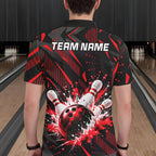 Personalized Red Bowling Shirts Custom Bowling Team Jersey Quarter-Zip Bowling Shirts