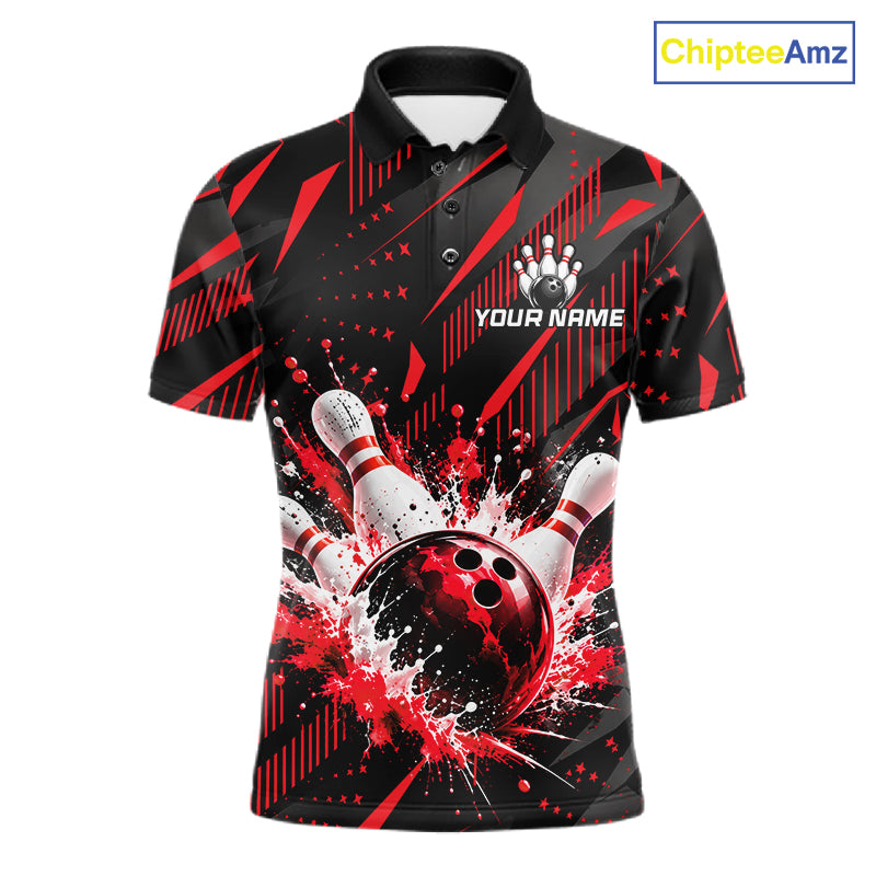 Personalized Red Bowling Shirts Custom Bowling Team Jersey Quarter-Zip Bowling Shirts