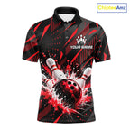 Personalized Red Bowling Shirts Custom Bowling Team Jersey Quarter-Zip Bowling Shirts