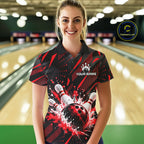 Personalized Red Bowling Shirts Custom Bowling Team Jersey Quarter-Zip Bowling Shirts