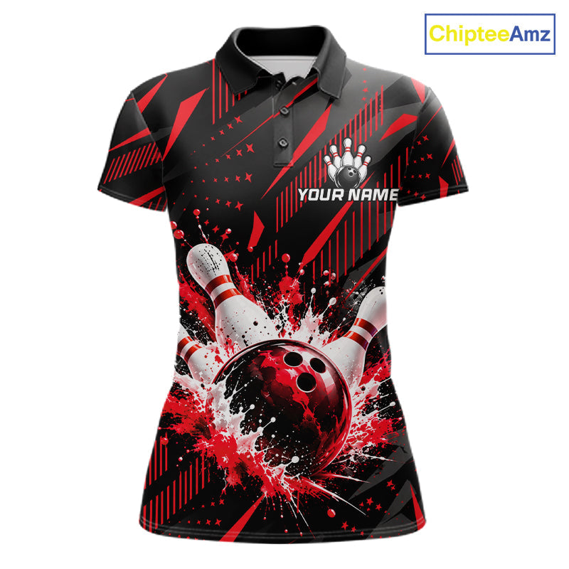 Personalized Red Bowling Shirts Custom Bowling Team Jersey Quarter-Zip Bowling Shirts