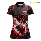 Personalized Red Bowling Shirts Custom Bowling Team Jersey Quarter-Zip Bowling Shirts