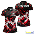 Personalized Red Bowling Shirts Custom Bowling Team Jersey Quarter-Zip Bowling Shirts