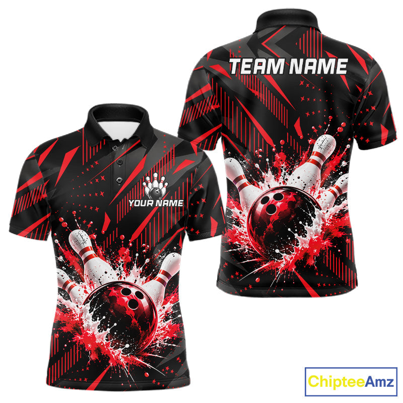 Personalized Red Bowling Shirts Custom Bowling Team Jersey Quarter-Zip Bowling Shirts