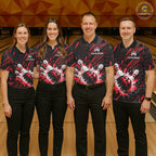 Personalized Red Bowling Shirts Custom Bowling Team Jersey Quarter-Zip Bowling Shirts