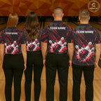 Personalized Red Bowling Shirts Custom Bowling Team Jersey Quarter-Zip Bowling Shirts