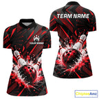 Personalized Red Bowling Shirts Custom Bowling Team Jersey Quarter-Zip Bowling Shirts
