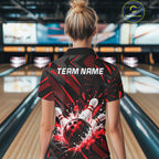 Personalized Red Bowling Shirts Custom Bowling Team Jersey Quarter-Zip Bowling Shirts