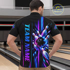 Custom Neon Bowling Polo Quarter Zip Shirt Personalized Team Jersey Bowling League