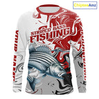 Red Camo Striped Bass Fishing Custom Shirts, Striped Bass Team Fishing Jerseys