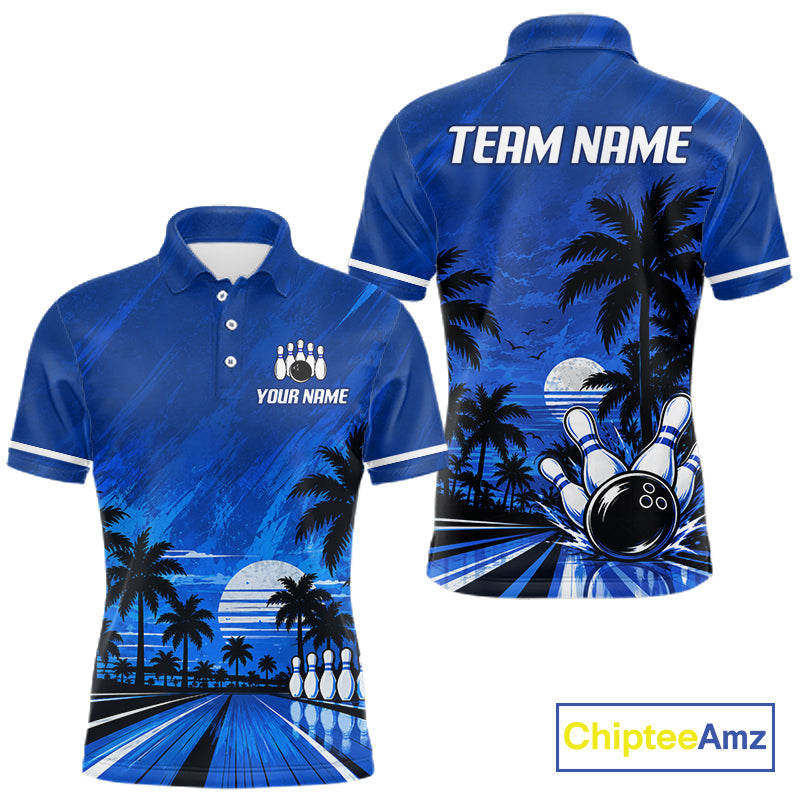 Custom Bowling Jersey Polo & 1/4 Zip Custom Tropical Sublimated Bowling Shirt