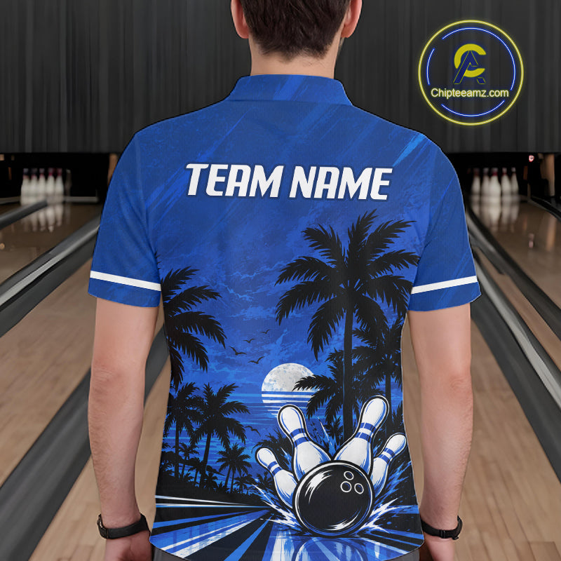 Custom Bowling Jersey Polo & 1/4 Zip Custom Tropical Sublimated Bowling Shirt