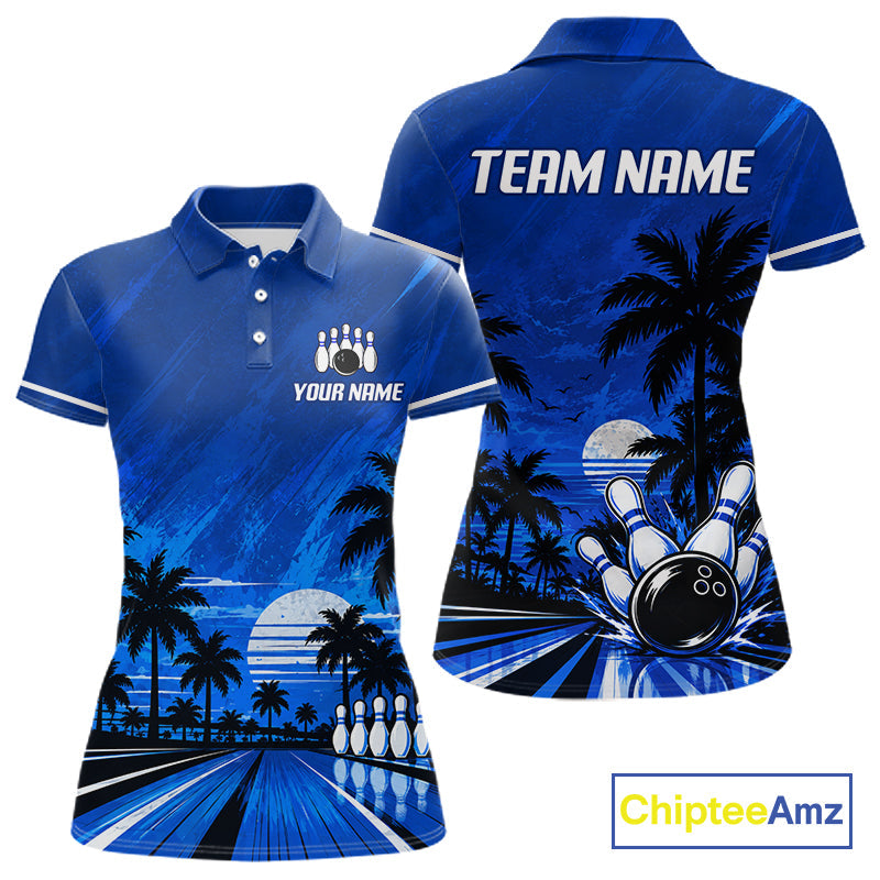 Custom Bowling Jersey Polo & 1/4 Zip Custom Tropical Sublimated Bowling Shirt
