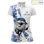 Funny Golf Ball Tropical Pattern Custom Golf Polo Shirts, Golfing Gifts