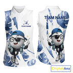 Funny Golf Ball Tropical Pattern Custom Sleeveless Golf Polo Shirts, Golfing Gifts