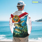 Florida Flag Largemouth Bass Blue Camo Custom Performance Long Sleeve Fishing Shirts