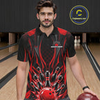 Personalized Red Bowling Shirts Custom Bowling Team Jersey Polo 1/4 Quarter-Zip Bowling Shirts