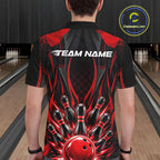 Personalized Red Bowling Shirts Custom Bowling Team Jersey Polo 1/4 Quarter-Zip Bowling Shirts
