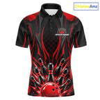 Personalized Red Bowling Shirts Custom Bowling Team Jersey Polo 1/4 Quarter-Zip Bowling Shirts