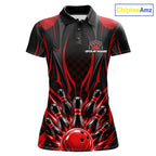 Personalized Red Bowling Shirts Custom Bowling Team Jersey Polo 1/4 Quarter-Zip Bowling Shirts