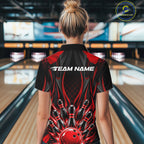 Personalized Red Bowling Shirts Custom Bowling Team Jersey Polo 1/4 Quarter-Zip Bowling Shirts