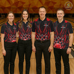 Personalized Red Bowling Shirts Custom Bowling Team Jersey Polo 1/4 Quarter-Zip Bowling Shirts