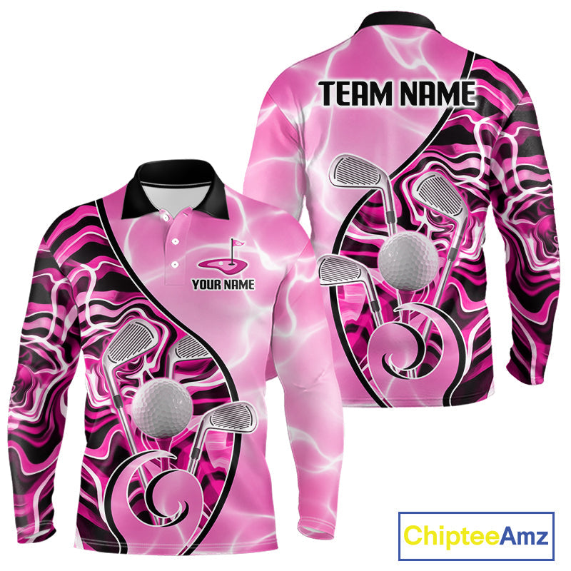 Golf Polo Shirt Holographic Marble Golf Pattern For Team, Golf Attire