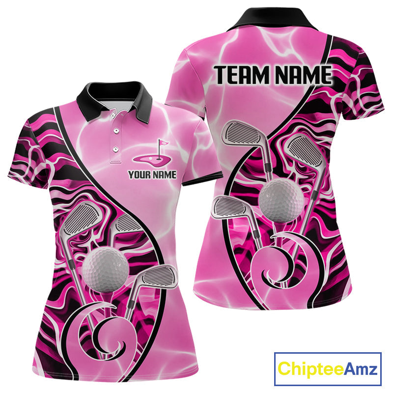 Golf Polo Shirt Holographic Marble Golf Pattern For Team, Golf Attire