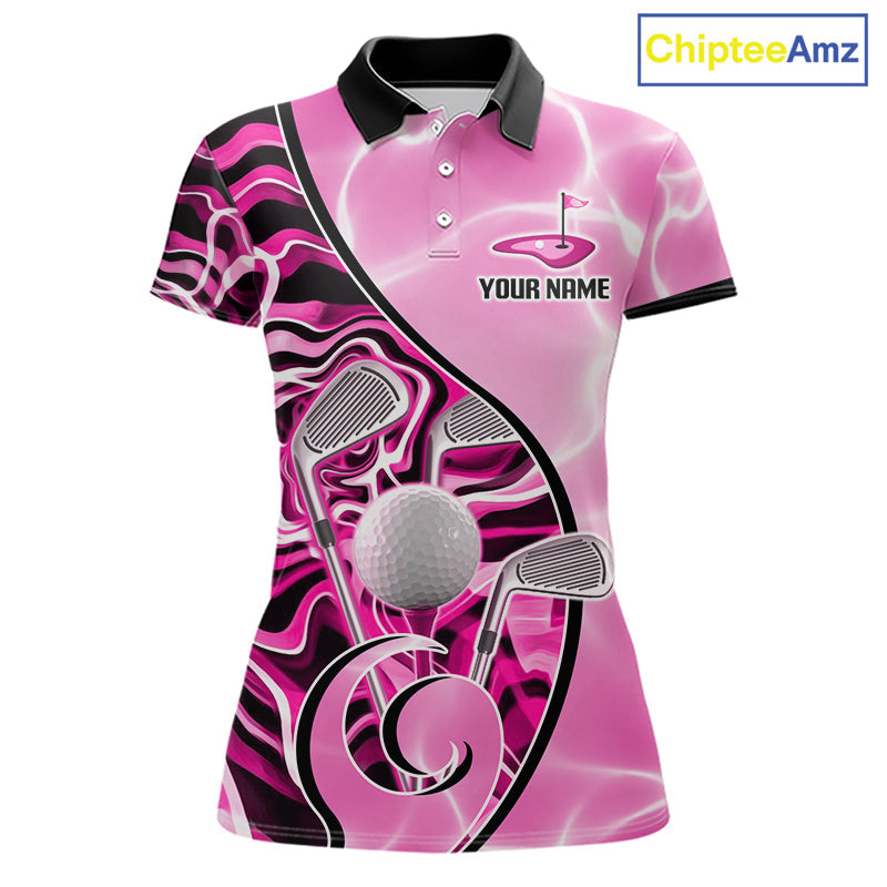 Golf Polo Shirt Holographic Marble Golf Pattern For Team, Golf Attire