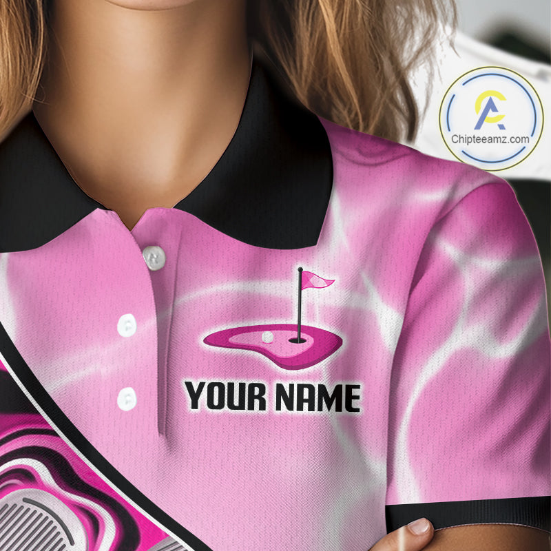 Golf Polo Shirt Holographic Marble Golf Pattern For Team, Golf Attire