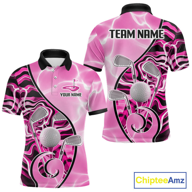 Golf Polo Shirt Holographic Marble Golf Pattern For Team, Golf Attire