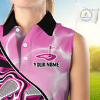 Sleeveless Golf Polo Shirt Holographic Marble Golf Pattern For Team, Golf Attire