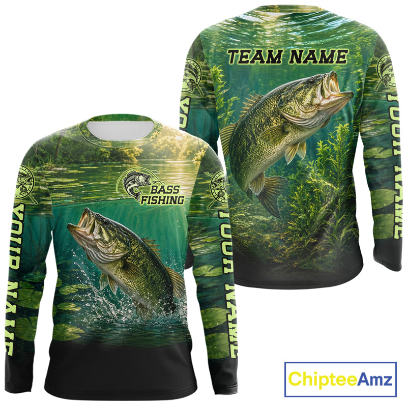 Bass Fishing Custom Long Sleeve Fishing Shirts Personalized Fishing Gift, Bass Fishing Jersey