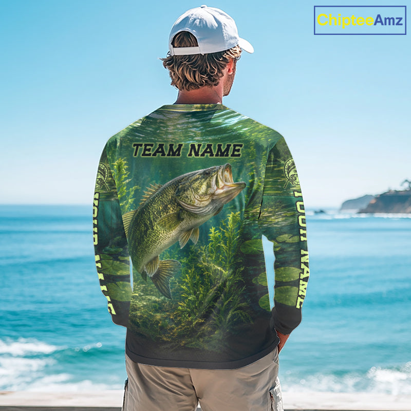 Bass Fishing Custom Long Sleeve Fishing Shirts Personalized Fishing Gift, Bass Fishing Jersey