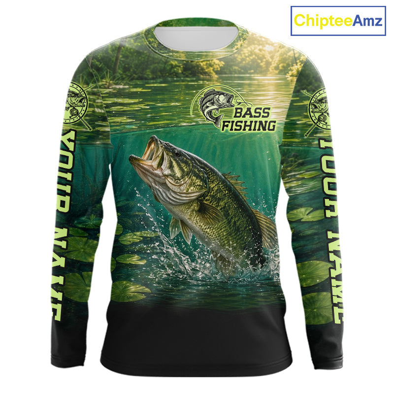 Bass Fishing Custom Long Sleeve Fishing Shirts Personalized Fishing Gift, Bass Fishing Jersey