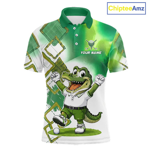 Funny Alligator Golf Polo Shirt Custom Name, Team Golf Shirts, Golf Gifts