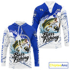 Personalized Bass Fishing Jerseys, Bass Fishing Long Sleeve Hooded Tournament Shirts