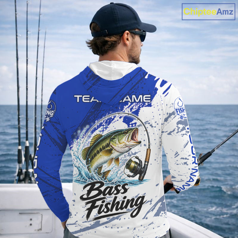 Personalized Bass Fishing Jerseys, Bass Fishing Long Sleeve Hooded Tournament Shirts