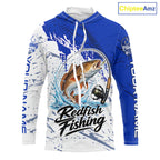 Personalized Redfish Drum Fishing Jerseys, Redfish Fishing Long Sleeve Hooded Tournament Shirts